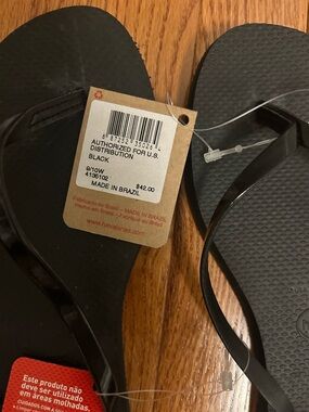 Havaianas Black Glossy Slim Flip Flops